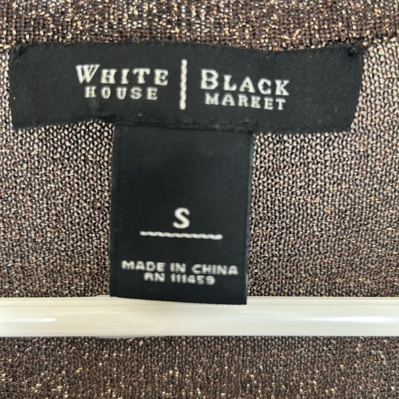 WHBM 3/4 sleeve cardigan in brown with metallic gold threads and buttons. Size S - Picture 3 of 3